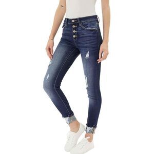 Kancan Estilo blue distressed button fly high rise jeans sz  29